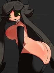1girls artist_name artist_signature ass big_breasts black_hair bow breasts cyn_(murder_drones) glitch_productions hairbow lawgx murder_drones nipples nude nude_female pantyhose ripped_skin robot robot_girl shiny_skin solo solo_female stockings thick_ass thick_thighs undead yellow_eyes