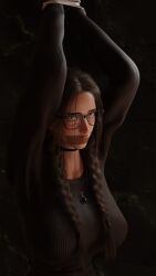 1girls 3d 3d_(artwork) 9:16 amulet ankles_tied arms_above_head arms_up big_breasts black_choker black_glasses black_heels black_shoes blender blender_eevee bondage bound bow bow_in_hair bow_ribbon braid braided_hair braided_ponytail braided_twintails braids breasts brown_hair brown_skirt brown_socks brown_sweater cable captured choker cute damsel_in_distress ear_piercing earrings female female_focus female_only femsub fully_clothed gag gagged gagged_female glasses green_eyes heels helpless high_heels huge_breasts kidnapped lip_piercing lip_ring long_socks looking_at_viewer lots_of_jewelry muffled necklace nose_blush nose_piercing nose_ring original original_character osimai pencil_skirt ring ring_piercing rope rope_bondage runa_(osimai) socks stockings struggling sweater tall_girl tape tape_gag tied_up trying_to_resist worried worried_expression wrists_tied