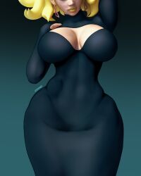 1girls 4:5 alternate_costume alternate_version_available big_breasts black_dress boruto:_naruto_next_generations breasts delta_(boruto) dress female female_only hourglass_figure huge_breasts large_breasts lipstick naruto txniz wide_hips yellow_hair yellow_lips yellow_lipstick