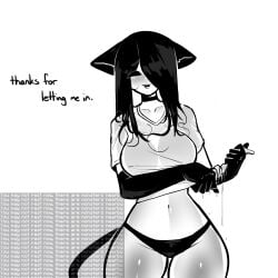 1girls 2025 animal_ears bikini black_hair blush cat_ears cat_tail catgirl choker closed_eyes elbow_gloves english_text female game_mechanics gloves long_hair minecraft navel no_pants original standing t-shirt tagme tail tekona text thick_thighs thighs wet wet_clothes wide_hips wringing_clothes