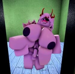 1boy 1girls 3d animated big_areola big_breasts big_penis cum_inside cum_inside_pussy eyepatch gray_areola myusuario purple_eyes red_horns roblox robloxian sound tagme video white_hair whorblox_adventure