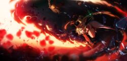 ai_assisted ai_generated alitonx ass beaten big_breasts blade burning cleavage curvy cygames earthquake falling feather_hair_ornament female fire floating_hair forehead_jewel goblin holding_weapon huge_ass jumping legs_up motion_blur navel open_mouth pelvic_curtain plump pointy_ears princess_connect!_re:dive revealing_clothes saren_(princess_connect!) saren_(sarasaria)_(princess_connect!) scabbard scared see-through_sleeves slashing thick_thighs v-shaped_eyebrows veil wide_hips