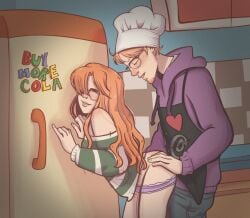 against_wall cute_face eddsworld geek ginger ginger_female ginger_male glasses implied_penetration kitchen matt_hargreaves nerd red_hair