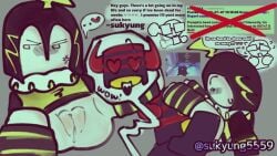 blocky_body blush cuntboy cuntboy/male forsaken_(roblox) heart_eyes idk_what_to_tag_it leg_spread leg_warmers looking_away meme_in_the_background mrdoombringer pussy pussy_juice_drip ringmaster_(forsaken) roblox roblox_game spoken_ellipsis spoken_heart sucking_pussy sukyung5559 watermark