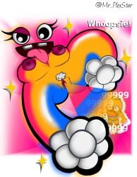 2girls attack chica's_magic_rainbow chica_(fnaf) damage_numbers female fnaf_world mr_plexstar peeing rainbow