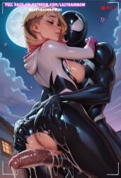 absurd_res after_sex after_vaginal ai_art ai_generated bodysuit caption cum cum_drip cum_in_ass cum_in_pussy cum_inside cum_on_body dark-skinned_male dark_skin dripping exposed exposed_breasts exposed_nipples exposed_pussy gwen_stacy gwen_stacy_(spider-verse) hi_res highres hug interracial lazyrainbow marvel marvel_comics nipples patreon patreon_url patreon_username pussy pussy_juice pussy_juice_drip raped rough_sex sadtomato sex sexdripping_pussy spider-gwen spider-man spider-man:_across_the_spider-verse spider-man:_into_the_spider-verse spider-man_(series) standing standing_sex superhero superheroine thigh_sex torn_bodysuit torn_clothes vaginal_penetration vaginal_penetration venom venom_(marvel)