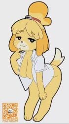 1girls animal_crossing animated breasts coat coat_only female furry isabelle_(animal_crossing) looking_at_viewer naked naked_female nintendo no_bra no_panties no_sound swaying swaying_breasts swinging_breasts tagme video yhsifeca
