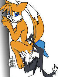 2002 anal anal_sex anthro blue_eyes boss_reo canine cum feline fox fur furry furry_tail klonoa klonoa_(series) male male_only multiple_males multiple_tails no_humans oral penetration rimming sega sex sonic_(series) tail tails yaoi