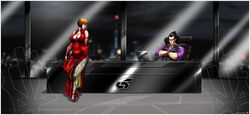 anna_williams arms_folded big_breasts black_hair bob_cut breasts chair china_dress chinese_clothes cleavage clothed come_hither crossed_arms desk desk_chair detached_sleeves dress female high_heels human kamina1978 kazuya_mishima laptop namco red_china_dress red_dress red_high_heels short_hair sitting tekken tekken_blood_vengeance