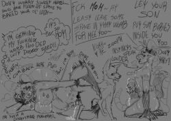 absurd_res accessory american_opossum animal_genitalia animal_penis anthro ass big_breasts big_tail bite_mark bodily_fluids breast_squish breasts bruised canid canine canine_genitalia canine_penis canis claws cum cum_inside dialogue dirty_talk domestic_dog ejaculation female feral flower flower_in_hair genital_fluids genitals gripping_hair group hair hair_accessory hi_res hickey holding_penis holding_tail humiliation implied_incest incest_(lore) knot knotting lipstick looking_at_another looking_back looking_pleasured makeup male male/female mammal marsupial masturbation mother_(lore) mother_and_child_(lore) mother_and_son_(lore) orgasm_face parent_(lore) parent_and_child_(lore) parent_and_son_(lore) penis petdear69 plant pull_back raised_tail seductive smile smiling_at_another solo son_(lore) speech_bubble squish stated_incest sweat sweat_clouds sweatdrop sweaty_ass sweaty_butt tail talking_to_another text thought_bubble toe_claws tongue tongue_out trio unknotting x-ray_view zoophilia