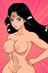 1girls big_breasts black_hair blue_eyes breasts completely_nude completely_nude_female cowboy_shot dc_comics diana_prince earrings female female_focus female_only hi_res light-skinned_female light_skin lips lipstick long_hair looking_at_viewer navel nipples nude nude_female nudetoons pinup self_upload solo solo_female solo_focus thighs tiara uncensored wonder_woman