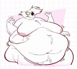 angel_dust_(hazbin_hotel) arachnid arachnid_humanoid belly bhm big_belly double_chin fat fat_male fur furry hazbin_hotel huge_belly katwomp male moobs naked naked_male obese obese_male overweight overweight_male spider spider_humanoid ssbhm vivienne_medrano vivziepop white_body white_fur