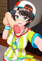 ai_generated hololive huge_cock oozora_subaru selfie selfie_pose tomboy