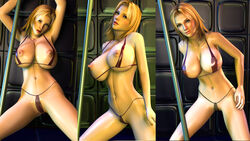 3d 3dbabes blonde_hair blue_eyes breasts dead_or_alive erect_nipples large_breasts nail_polish pole pussy see-through string_bikini stripper stripper_pole tina_armstrong