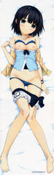 1girls arishima_alice bare_shoulders barefoot blue_eyes blue_hair bow bow_panties bra bra_lift breasts camisole cura dakimakura feet female hairband high_resolution jewelry looking_at_viewer lying monobeno mound_of_venus navel necklace nipples off_shoulder panties pants_pull panty_pull plaid plaid_bra plaid_panties scan short_hair shorts smile solo strap_slip toes underwear wristband