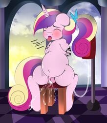 anal enema equine female female_ejaculation friendship_is_magic horn inflation moan my_little_pony navel princess_cadance_(mlp) pussy pussy_juice tongue tongue_out v-d-k alicorn wings