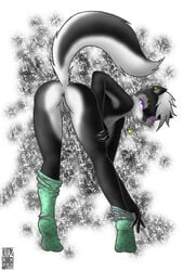 2009 anus ass female furfreakchaz hair looking_back necklace nude piercing presenting presenting_hindquarters pussy skunk socks solo white_hair