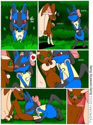 comic costume dusty's_poke'adventure female forest lopunny lucario male nintendo oral pokemon pokemon_(species) straight teasing tree tydrian video_games