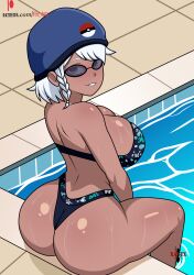 big_ass bikini dark-skinned_female glasses large_ass large_breasts oc poolside water