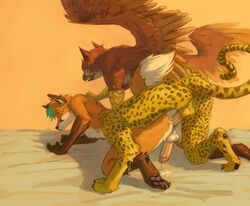 anal anthro avian canine fox fur furry furry_only fynath gay gryphon male no_humans penis thekyleishere