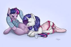 2013 anus blue_eyes clothing crotchboobs cutie_mark cynicalmoose duo equine female friendship_is_magic hair horn horse ice legs_up my_little_pony nipples pony purple_eyes purple_fur purple_hair pussy rarity_(mlp) spread_legs spreading stockings twilight_sparkle_(mlp) unicorn white_fur yuri