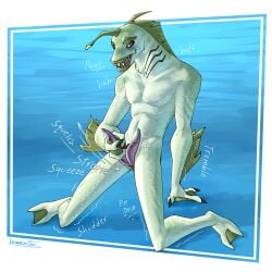 1:1 2_penises 2_toes 3_fingers adam's_apple air_drowning alien anthro aquatic asphyxiation ben_10 biped blue_background blush bodily_fluids breath breath_play cartoon_network claws countershading english_text feet fin fingers fish full_lips genital_fluids genitals gills green_body green_lips hi_res kneeling light lighting lips lumen_fox lure_(anatomy) male masturbation membrane_(anatomy) multi_genitalia multi_penis onomatopoeia open_mouth panting patelliday penis piscciss_volann plantigrade precum purple_eyes scales shaded sharp_teeth signature simple_background solo sound_effects split_form tapering_penis teeth text toes webbed_feet webbed_hands