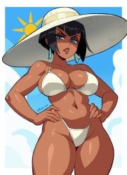 1girls bikini dark-skinned_female eliza_(skullgirls) female_only parta228 skullgirls solo tagme thick_thighs