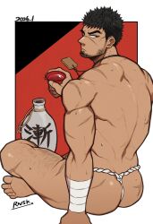 1boy 2026 artist_name ass ass_cleavage back_muscles back_view bara barefoot beard beefy biceps black_eyes black_hair crossed_legs daddy dat_ass dated dilf eyelashes feet fundoshi fundoshi_only gay hi_res hunk leg_hair looking_at_viewer looking_back male male_only manly mature_male muscles muscular muscular_arms muscular_ass muscular_legs muscular_male muscular_neck muscular_thighs necklace no_visible_genitalia original original_character pissed_off practically_nude quadriceps red_background rnsk8931_(rnsk_akatsuki) rokushaku_fundoshi sake sake_bottle sake_dish scar scar_on_ass scar_on_back scar_on_face scar_on_leg scar_on_nose scars scars_all_over short_hair sitting soles solo thick_eyebrows toes tough_guy very_high_resolution white_border white_fundoshi yaoi