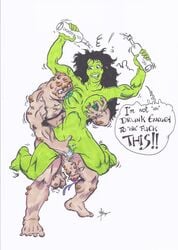 1girls ben1804 big_breasts breast_sucking breasts crossover fingering green_skin hulk_(series) marvel marvel_comics nipples nude sex she-hulk straight the_toxic_avenger toxic_crusaders toxie troma