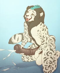 1boy ataraxia balls cum furry horsecock hyper_penis male male_only masturbation penis pubic_hair snow_leopard solo