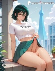 1futa 2026 ai_assisted ai_generated anime arm_support artist_name blue_sky breasts building bust clothes_lift cloud cock dick erection explicit fubuki_(one-punch_man) futanari green_eyes hi_res high_quality high_resolution highres leaf looking_at_viewer one-punch_man patreon patreon_username penis shirt short_hair sitting sky solo stable_diffusion testicles tsukoneko uncensored watermark