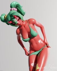 3d 3d_(artwork) bikini female fortnite green_hair gyaru horns lingerie nemia_(fortnite) red_skin sweethime tagme twintails white_background