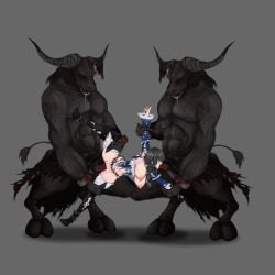 1girls 2boys 2monsters animated aradia_(night_of_revenge) cum cum_inside cumflation death female_death guro night_of_revenge nude straight