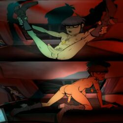 ass ass_focus boots_only butt_crack collage cross_necklace edit edited_screencap gorillaz hairy hard_on holding_legs looking_at_viewer murdoc_niccals murdoc_niccals_(mtv_cribs) nude on_knees penis posing posing_for_the_viewer screenshot screenshot_edit solo solo_male suggestive teasing teasing_viewer