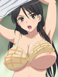 black_hair blush bra breasts fukiyose_seiri hair large_breasts long_hair pointy_chin to_aru_majutsu_no_index