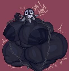 artist_name ass_bigger_than_head big_breasts black_body bottom_heavy bottomless bottomless_female bubble_ass bubble_butt chain_chomp chains giant_breasts giant_female gigi_(thecoatl034) huge_breasts huge_thighs hyper hyper_ass hyper_breasts hyper_butt hyper_muscles hyper_thighs mario_(series) milf nintendo simple_background yoshuacomoyoshu