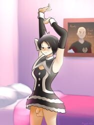 1futa armpits arms_up artist_request balls bed black_hair blue_eyes blush bottomless clothed clothing dress edward_sallow fallout flustered futanari goth goth_futa goth_girl human light_skin looking_at_viewer marley_(pokemon) mostly_clothed penis pokemon project-x3 smiling_at_viewer smirk smirking_at_viewer smooth_penis source_request