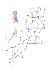 crossed_arms female girly line_art minus8 natnutyz pac-man_(series) pac-man_ghost_dance_(minus8) pacman pinky pretty_girl reference_image sitting solo