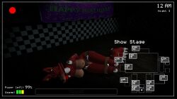 3_toes 3d_(artwork) animatronic ankles_tied anthro ball_gag ballgaglover1 black_nose bondage bound breasts camera_view canid canine closed_eyes digital_media_(artwork) ear_piercing ear_ring english_text eyebrows facial_piercing feet female five_nights_at_freddy's fox foxy_(fnaf) gag gagged hair hands_behind_back hi_res inside legs_tied lying machine mammal nipple_piercing nipple_ring nipples nose_piercing nose_ring nude nude_anthro nude_female on_side open_mouth open_mouth_gag piercing red_body red_hair restraints ring_piercing robot rope rope_bondage scottgames solo submissive submissive_anthro submissive_female text toes