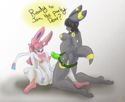 anthro bow breasts cute dildo domination eeveelution female furry furry_ears furry_tail generation_2_pokemon generation_6_pokemon kelso-crazy male menacing nintendo nipples piercing pink pokemon pokemon_(species) pussy ribbons sex_toy strap-on submissive surprised sylveon tail umbreon yuri