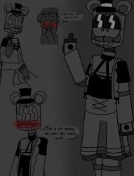 age_difference aged_up angry angry_face animatronic animatronic_male between_legs between_thighs blue_eyes bow brown brown_eyes count_the_ways creepy_bloody_kitty dialogue dress dress_down dress_lift dress_up fazbear_frights female female_on_top femboy five five_nights_at_freddy's five_nights_at_freddy's:_sister_location fnaf fnaf_sister_location frottage frotting funtime_freddy funtime_freddy_(fnafsl) goth goth_girl hat hat_bow human human_and_robo human_and_robot humiliation kiss_mark kiss_marks kissing kissing_cheek kissing_neck lipstick lipstick_mark lipstick_marks maid maid_apron maid_dress maid_outfit maid_uniform male male/female male_on_bottom millie millie_fitzsimmons moan moaning moaning_in_pleasure pleasure pleasure_face pleasured pleasured_female robot robot_penis shy_male size_difference skirt skirt_lift small_breasts smaller_female straight switch