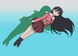 after_sex animated azumanga_daiou black_eyes black_hair blue_background closeup clothed clothing cum cum_in_mouth cum_on_face facial female human long_hair male partial_male penis pink_background sakaki skirt straight tongue what wink zone