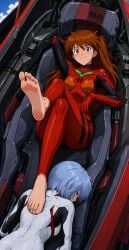 2girls ai_generated ass asuka_langley_sohryu barefoot bdsm blue_eyes blue_hair bullying cheerful clothed cockpit confidence confident crossed_legs dominant dominant_female dominant_female_submissive_female dominant_girl feet female femdom fetish foot_fetish foot_on_another's_back footstool hair_between_eyes hair_ornament happy happy_dom happy_female happy_girl headwear human_footstool human_furniture humiliated humiliation interface_headset joyful leg legs_crossed lezdom long_hair loser loser_submits mecha neon_genesis_evangelion one_foot_raised orange_hair plugsuit ponygirl presenting_feet red_bodysuit red_eyes red_plugsuit rei_ayanami relaxing rivals sad_sub short_hair slave slave_girl slavegirl smile smiling smiling_female smug smug_face smug_smile soles soles_fetish stepping_on_female submissive_female teasing teenage_female teenage_girl teenager toes toes_fetish tsundere victory victory_pose white_bodysuit winner worship