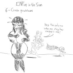 2girls big_breasts breasts covering embarrassed female monochrome nairod103098 nude spider spider_girl tagme