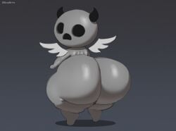 1boy angel_wings apollyon_(the_binding_of_isaac) axoarts large_ass looking_back plain_background presenting_hindquarters the_binding_of_isaac