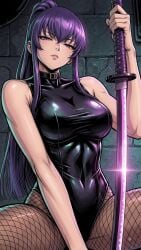 ai_generated highschool_of_the_dead latex playboy_bunny saeko_busujima