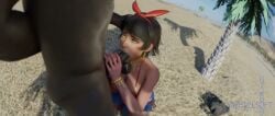 1boy 1girls 3d 3d_animation asian_female beach black_hair blender_(software) dark-skinned_male fellatio hairband josie_rizal michaelsoftbimbos moaning oral outdoors short_video shorter_than_10_seconds sound straight tagme tekken tekken_7 video
