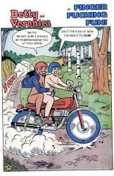 archie_comics beaver betty_and_veronica betty_cooper lesbian motorcycle motorcycle_helmet nude nude_female riding speeding veronica_lodge