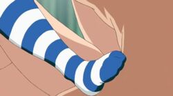 1boy1girl animated feet haha_sange koga_marie no_shoes sex socks striped striped_socks