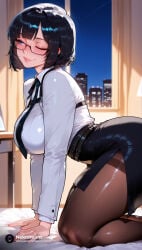 1girl 1girls absurd_res absurdres ai_generated ass bangs big_ass big_breasts black_hair blue_eyes blunt_bangs breasts female female_focus goddess_of_victory:_nikke hi_res high_quality high_resolution highres large_ass large_breasts mana_(nikke) nekromant nikke short_hair solo_focus straight thick_thighs video_game video_game_character video_games wide_hips